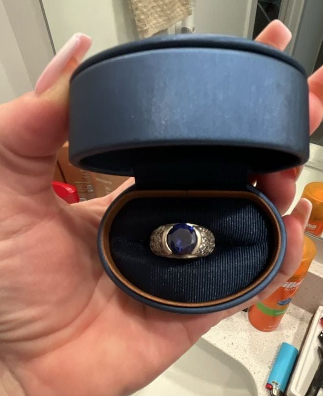 Vintage 5 Carats Kay Blue Sapphire And Diamond Pave Statement Ring Size 7